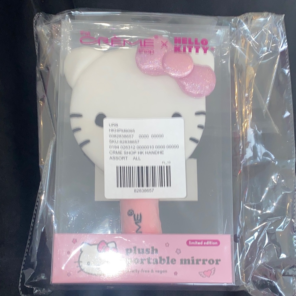 NWT! Limited Edition! Hello Kitty Plush Hand Held Mirror by The Crème Shop